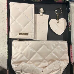 Trina Turk Quilted Cream Bag and Accessories Set